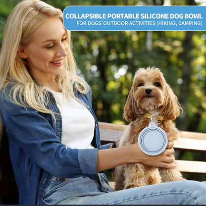 Collapsible Dog Bowl, 2Pack Macaron Color Pet Travel Bowls Silicone Foldable Water Feeder Dish for Small to Large Dogs Cat Walking Hiking Camping (Macaron Blue and Light Grey, Small)