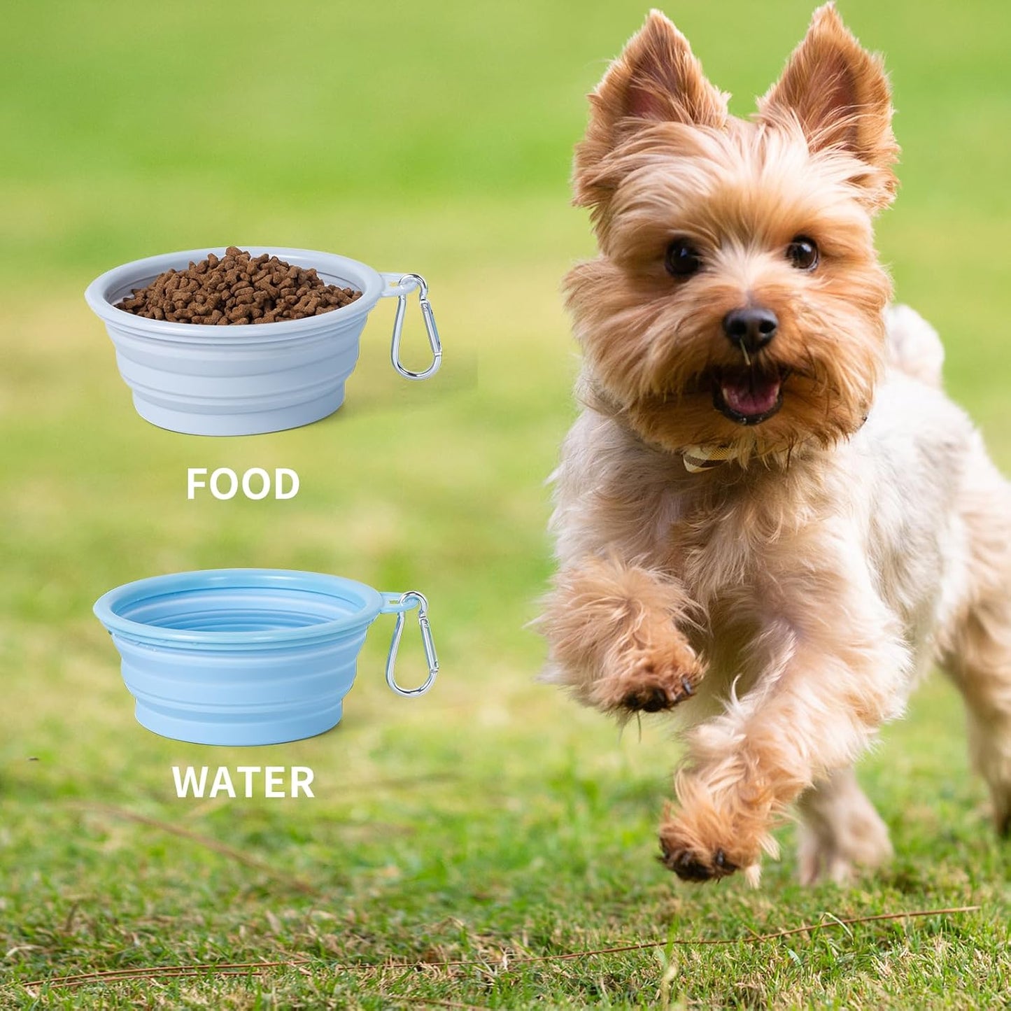 Collapsible Dog Bowl, 2Pack Macaron Color Pet Travel Bowls Silicone Foldable Water Feeder Dish for Small to Large Dogs Cat Walking Hiking Camping (Macaron Blue and Light Grey, Small)