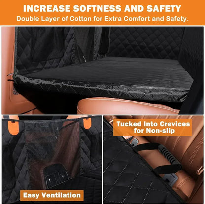 6-In-1 Dog Car Seat Cover for Back Seat, Waterproof Dog Car Hammock with Mesh Window, Non-Slip Pet Backseat Protector for Cars, Trucks and Suvs