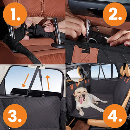 6-In-1 Dog Car Seat Cover for Back Seat, Waterproof Dog Car Hammock with Mesh Window, Non-Slip Pet Backseat Protector for Cars, Trucks and Suvs