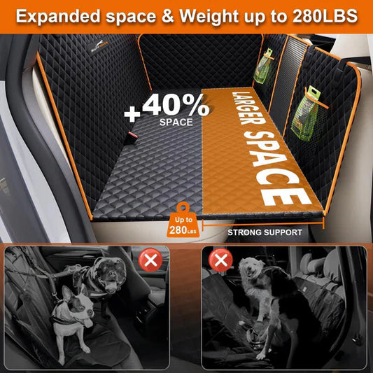 6-In-1 Dog Car Seat Cover for Back Seat, Waterproof Dog Car Hammock with Mesh Window, Non-Slip Pet Backseat Protector for Cars, Trucks and Suvs